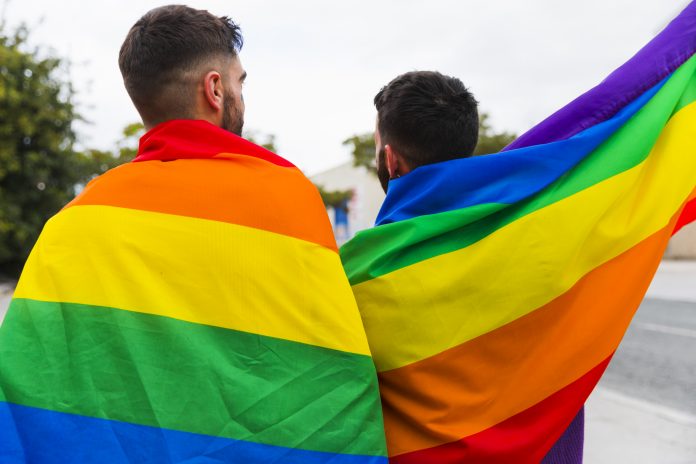 couple-gay-wrapped-in-lgbt-flags-standing-back