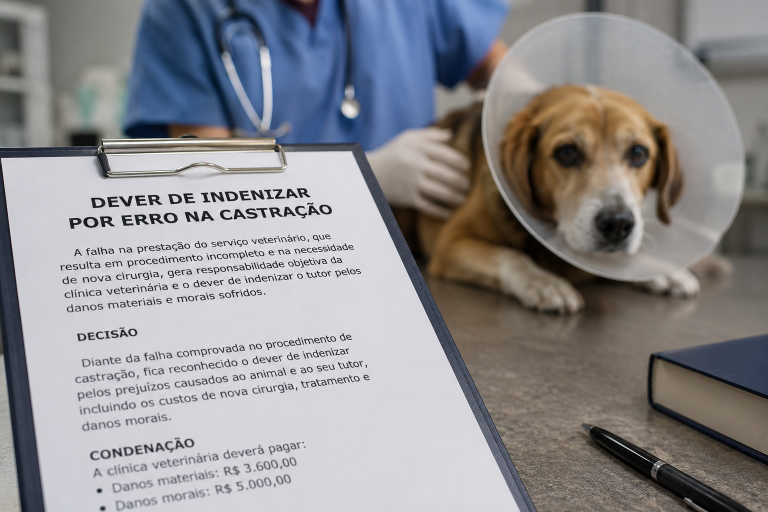 Serviço defeituoso em clínica veterinária gera indenização a consumidor